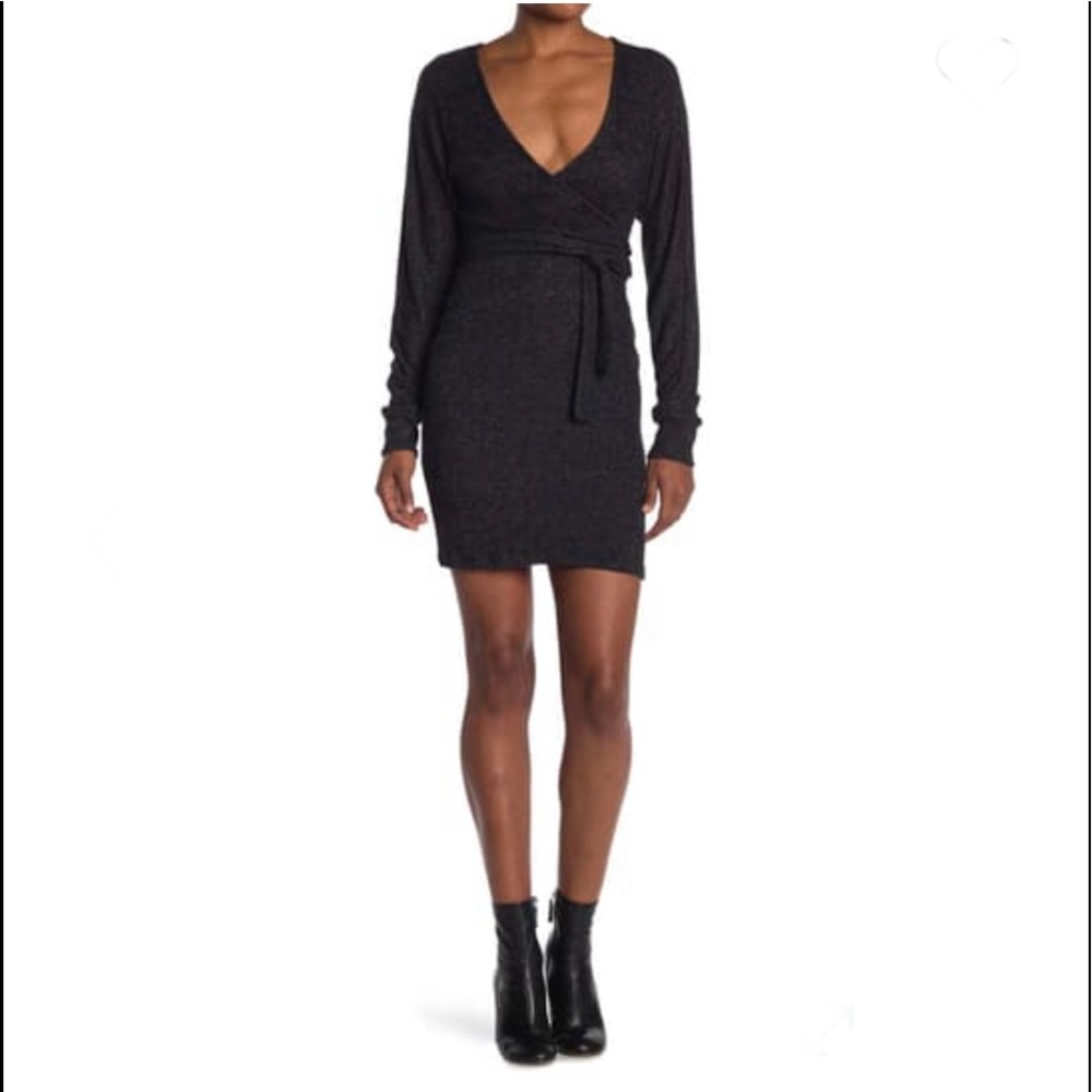🆕 MAX & ASH Wrap Style Knit Dress Dark Gray Super soft 72